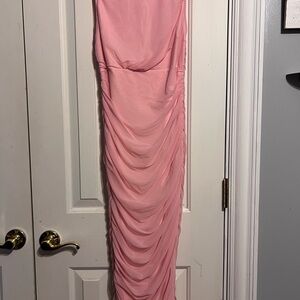 Elegant Pink body con Ruched Dress